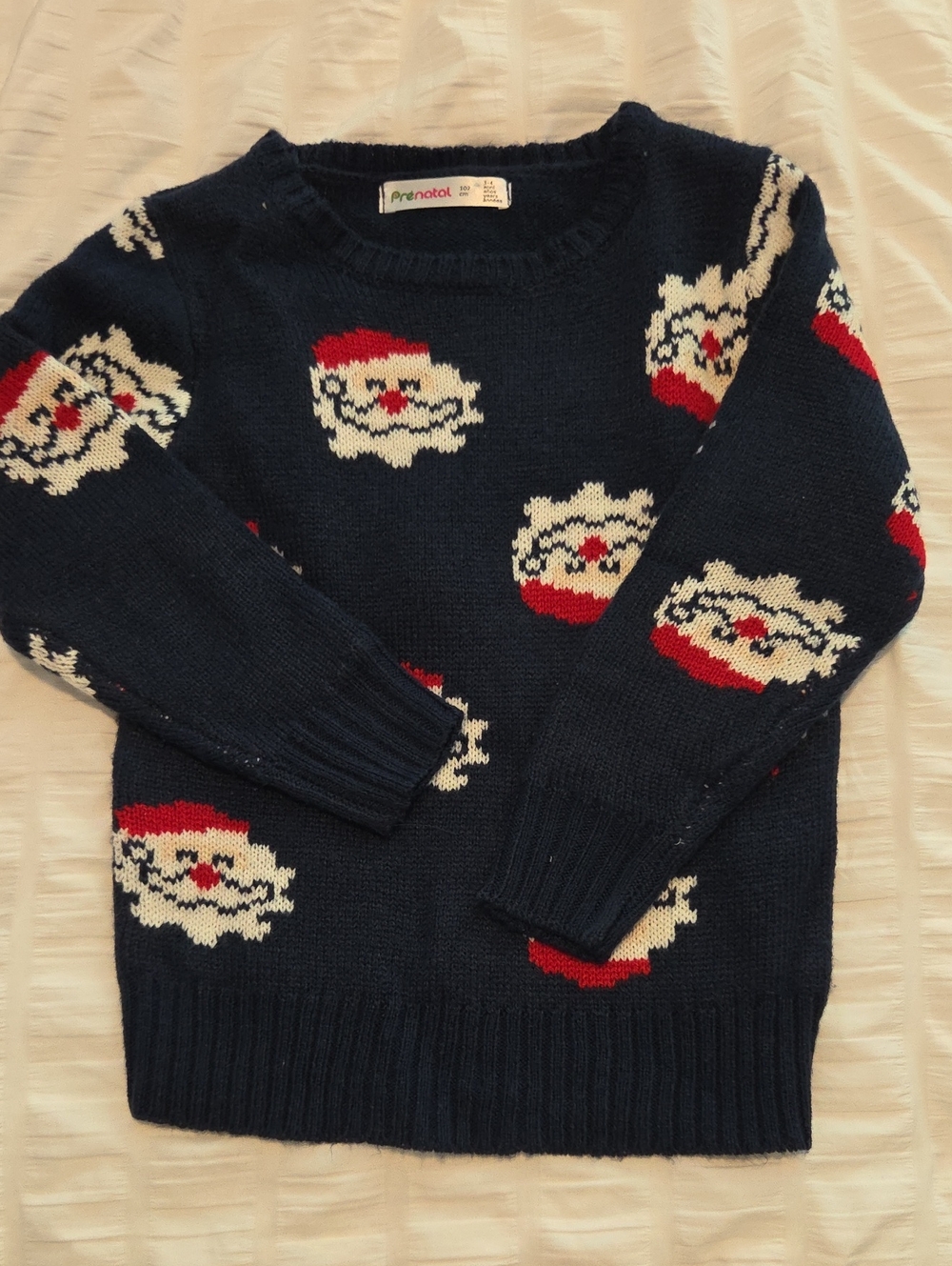 Navy Santa Pattern Kid's Holiday Sweater
